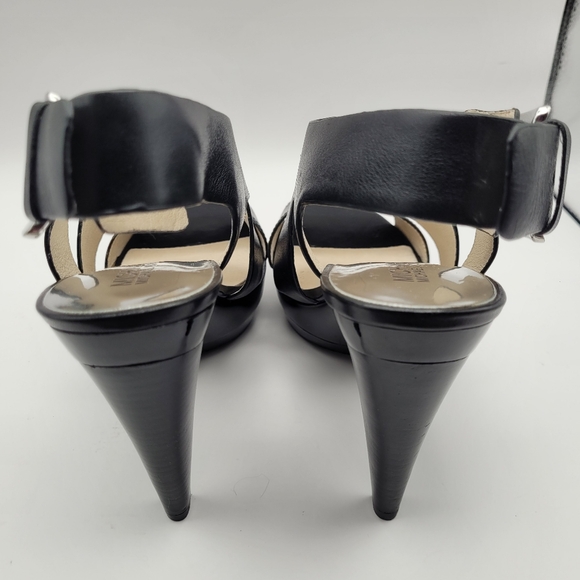 Michael Kors Carla Black Leather Platform Heels Size 8 - Picture 7 of 12